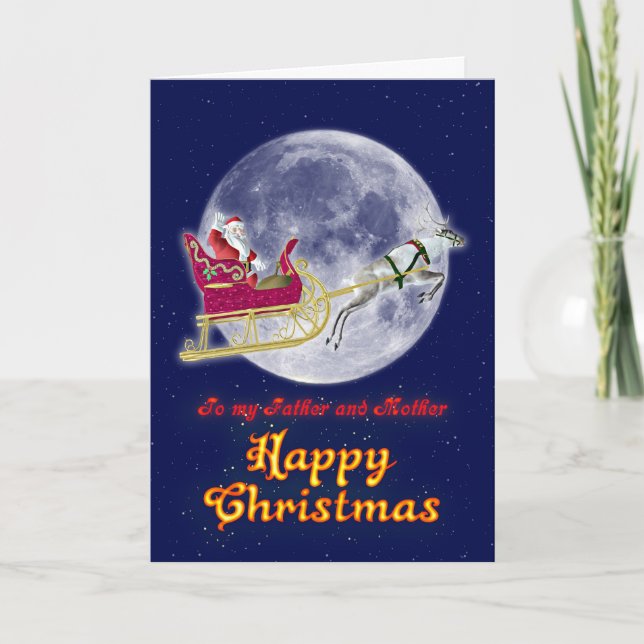 Cartes Pour Fêtes Annuelles Joyeux Père Noël et mère (Devant)