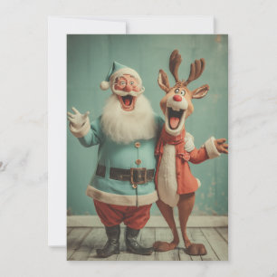 Cartes Pour Fêtes Annuelles Joyeux Père Noël et Rudolph allègre