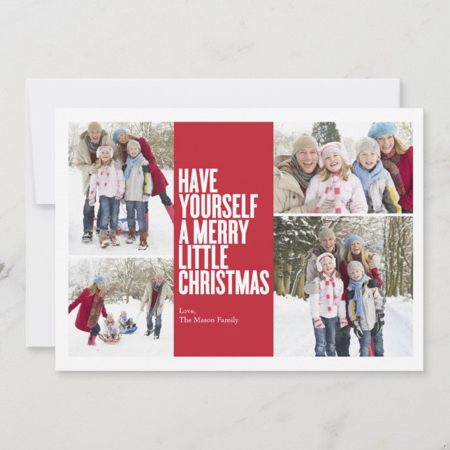 Cartes Pour Fêtes Annuelles Joyeux petit collage de Noël | Rouge (Devant)