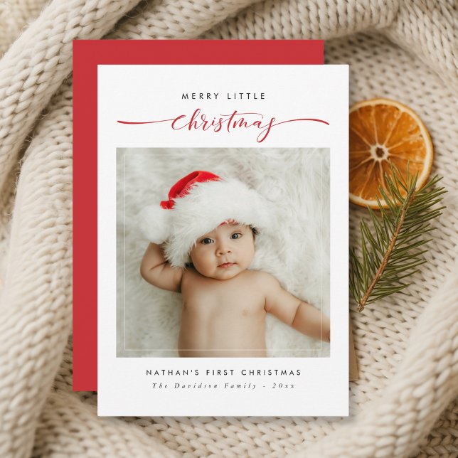 Cartes Pour Fêtes Annuelles Joyeux petit Noël bébé's First Christmas Red (Créateur téléchargé)