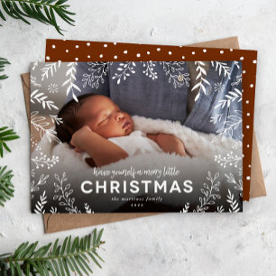 Cartes Pour Fêtes Annuelles Joyeux petit Noël Botanique Superposition Photo