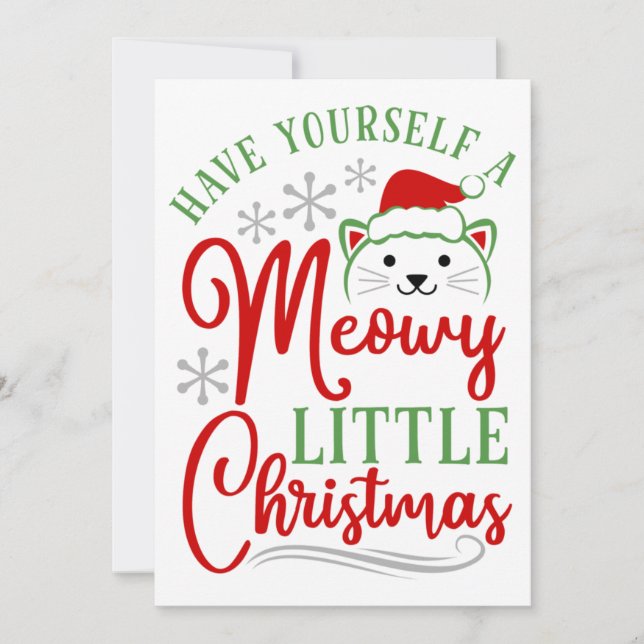 Cartes Pour Fêtes Annuelles Joyeux petit Noël félin (Devant)
