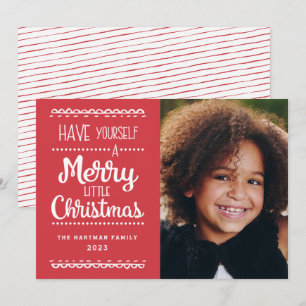 Cartes Pour Fêtes Annuelles Joyeux petit Noël joli photo rouge