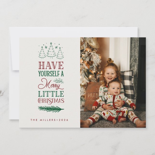 Cartes Pour Fêtes Annuelles Joyeux petit Noël | Photo de famille Noël (Devant)