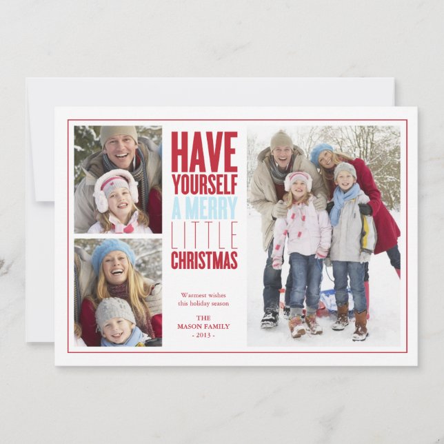 Cartes Pour Fêtes Annuelles Joyeux petit Noël | Rouge/bleu clair (Devant)