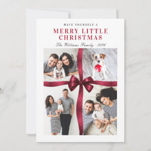 Cartes Pour Fêtes Annuelles Joyeux petit Noël Ruban Rouge 4 Photo Noël