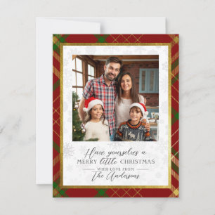 Cartes Pour Fêtes Annuelles Joyeux petit Noël   Tartan rouge et or