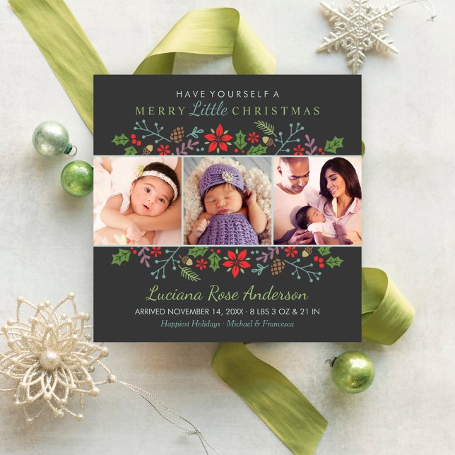 Cartes Pour Fêtes Annuelles Joyeux petits bébés de Noël Première photo Collage (Créateur téléchargé)