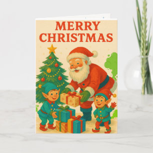 Cartes Pour Fêtes Annuelles Joyeux Pétoëlmas ! Père Noël et Elfes Rigolards et