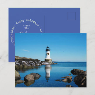 Cartes Pour Fêtes Annuelles Joyeux phare Salem Wreath de Noël