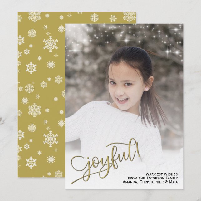Cartes Pour Fêtes Annuelles Joyeux ! Photo pleine image avec étoiles de Partie (Devant / Derrière)