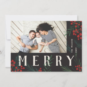 Cartes Pour Fêtes Annuelles Joyeux photo typographique Botaniques