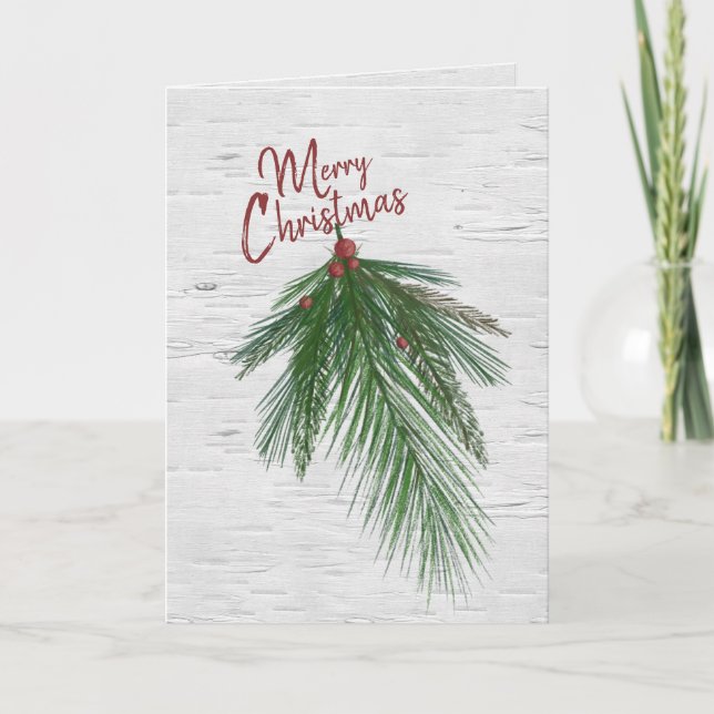 Cartes Pour Fêtes Annuelles Joyeux Pin De Noël En Fête De Birch (Devant)