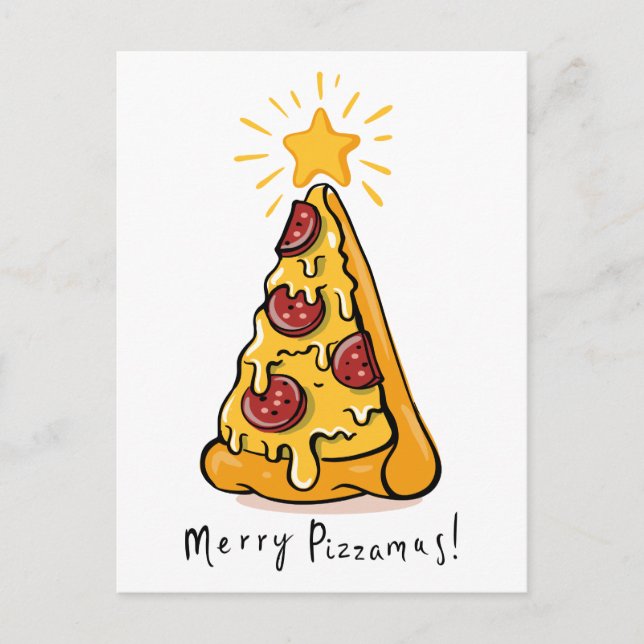 Cartes Pour Fêtes Annuelles Joyeux Pizzamas - Une tranche de joie festive! (Devant)