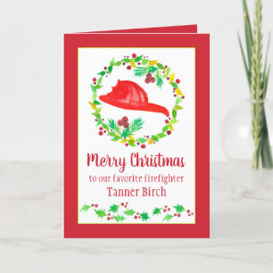 Cartes Pour Fêtes Annuelles Joyeux pompier de Noël Nom personnalisé Fête