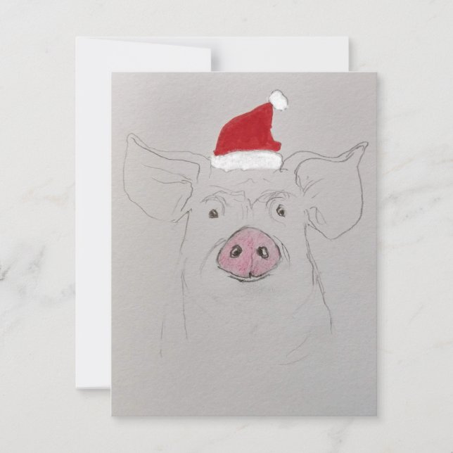 Cartes Pour Fêtes Annuelles Joyeux porc de Noël (Devant)