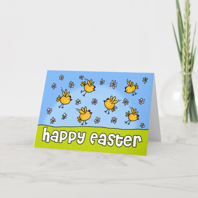 Cartes Pour Fêtes Annuelles Joyeux poussins de Pâques (Devant)