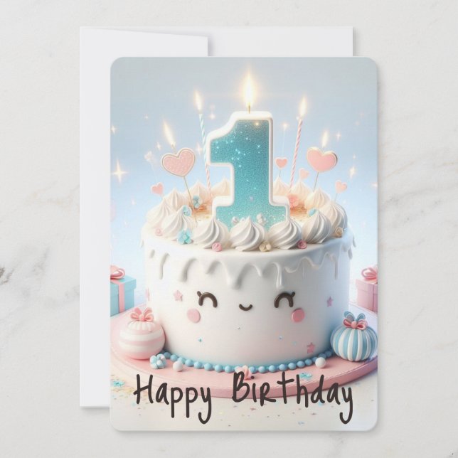 Cartes Pour Fêtes Annuelles Joyeux premier anniversaire (Devant)