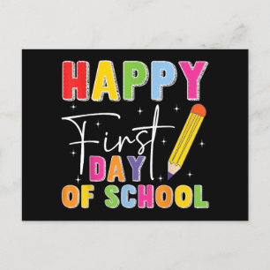 Cartes Pour Fêtes Annuelles Joyeux Premier Jour De L'École Crayon Enseignant E
