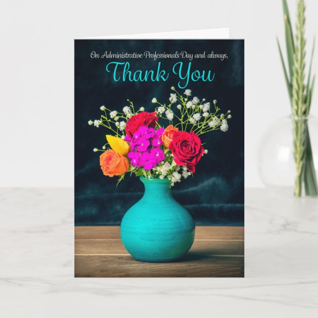 Cartes Pour Fêtes Annuelles Joyeux Professionnels Administratifs Fleurs de jou (Devant)