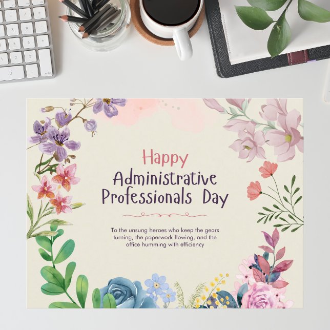 Cartes Pour Fêtes Annuelles Joyeux Professionnels de l'administration Journée  (Créateur téléchargé)