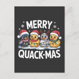 Cartes Pour Fêtes Annuelles Joyeux Quackmas Canards Mignons Kawaii Fête Célébr