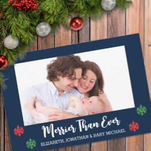 Cartes Pour Fêtes Annuelles Joyeux que jamais nouveau bébé photo Snowflake