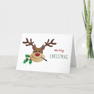 Cartes Pour Fêtes Annuelles Joyeux rennes de Noël avec Mistletoe
