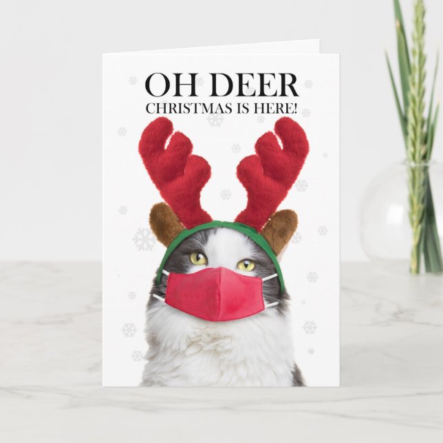Cartes Pour Fêtes Annuelles Joyeux rennes de Noël et masques de visage (Devant)