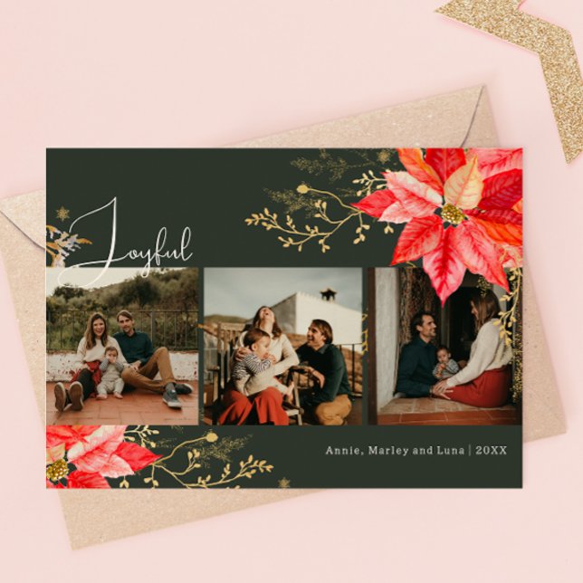 Cartes Pour Fêtes Annuelles Joyeux rose d'hiver Trois vacances de Noël (Créateur téléchargé)