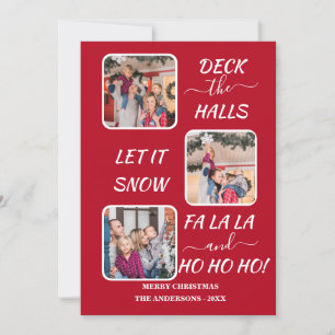 Cartes Pour Fêtes Annuelles Joyeux Rouge Blanc Fun Trois Photos Noël Vacances