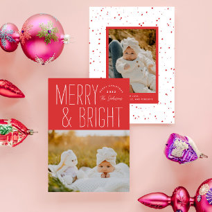 Cartes Pour Fêtes Annuelles Joyeux rouge et brillante photo de Noël