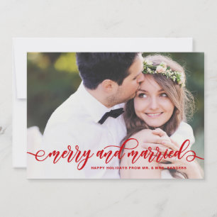 Cartes Pour Fêtes Annuelles Joyeux rouge et marié vacances de calligraphie mod