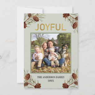 Cartes Pour Fêtes Annuelles Joyeux Rustic Green Photo Noël