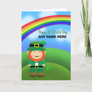 Cartes Pour Fêtes Annuelles Joyeux Saint Patrick Nom personnalisé Leprechaun