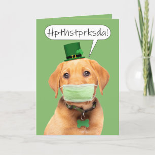 Cartes Pour Fêtes Annuelles Joyeux Saint Patrick's Day Cute Dog in Face Mask