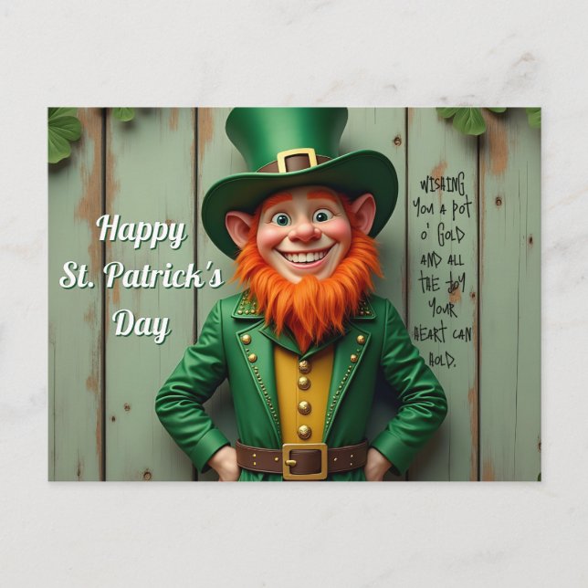 Cartes Pour Fêtes Annuelles Joyeux Saint Patrick's Day Leprechaun (Devant)