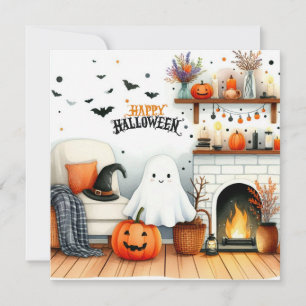 Cartes Pour Fêtes Annuelles Joyeux salon Halloween avec fantôme