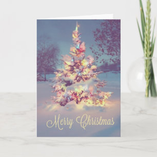 Cartes Pour Fêtes Annuelles Joyeux sapin couvert de neige de Noël