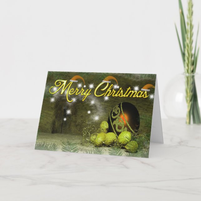 Cartes Pour Fêtes Annuelles Joyeux sapin de Noël avec rennes (Devant)
