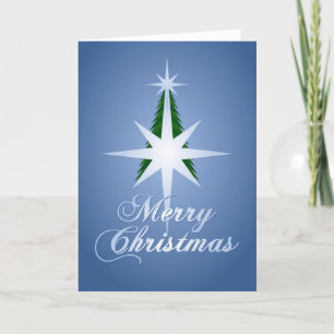 Cartes Pour Fêtes Annuelles Joyeux sapin de Noël Bethléem Star (bleu)