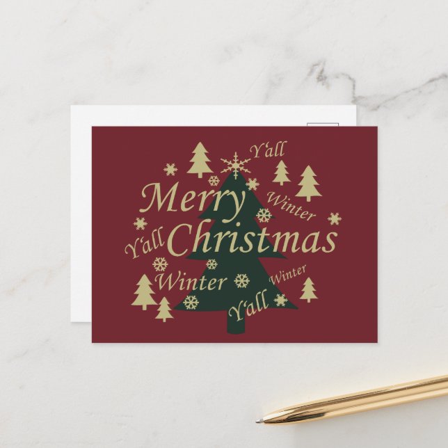 Cartes Pour Fêtes Annuelles Joyeux sapin de Noël décoré (Devant/Arrière en situation)