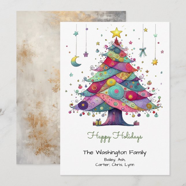 Cartes Pour Fêtes Annuelles Joyeux sapin de Noël géant (Devant / Derrière)
