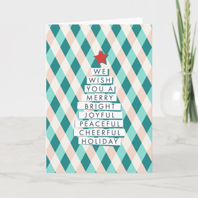 Cartes Pour Fêtes Annuelles Joyeux sapin de Noël - Paroles de joie (Devant)