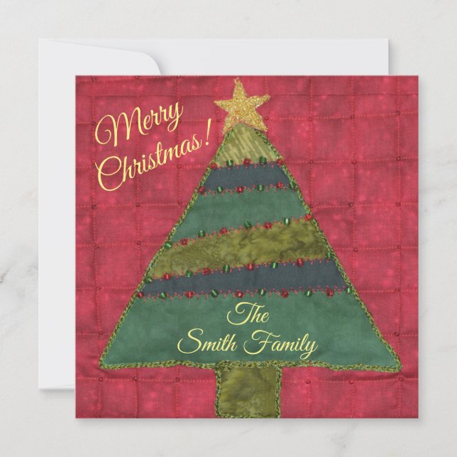 Cartes Pour Fêtes Annuelles Joyeux sapin doré de Noël (Devant)