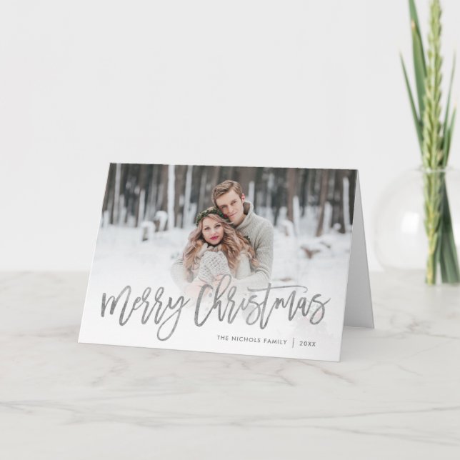 Cartes Pour Fêtes Annuelles Joyeux scénario de Noël en argent superposition de (Devant)