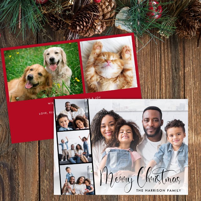 Cartes Pour Fêtes Annuelles Joyeux script de Noël (Share the love and warmth of the season with your personalized photo Christmas card)