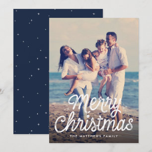 Cartes Pour Fêtes Annuelles Joyeux script de Noël rétro étoiles photo