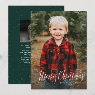 Cartes Pour Fêtes Annuelles Joyeux script de Noël simple photo verte