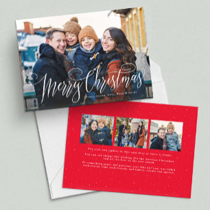 Cartes Pour Fêtes Annuelles Joyeux script de Noël simple rouge quatre photo